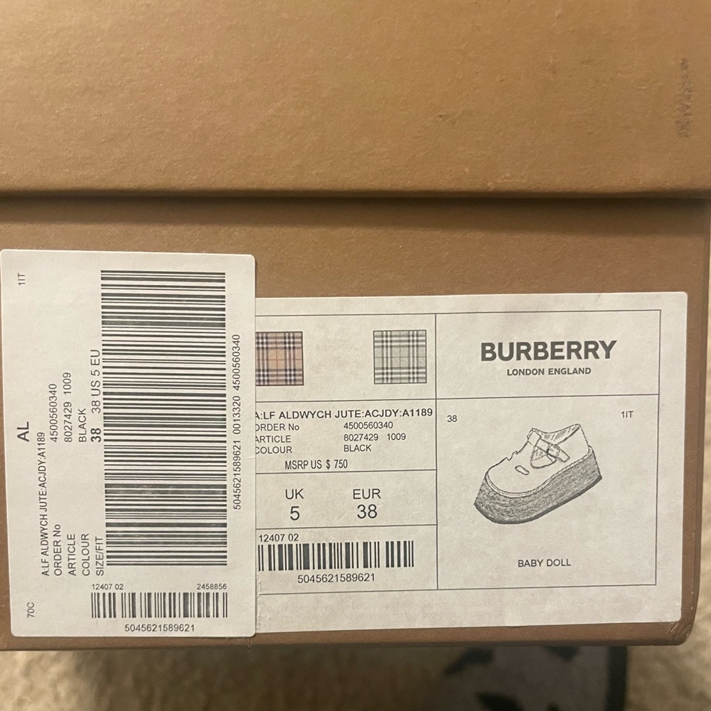 Burberry Baby Doll Aldwych Jute platform Mary Janes - Picture 4 of 8